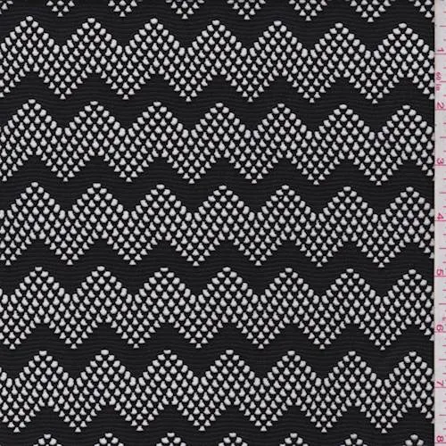 1 3/8 YD PC-Black Chevron Mesh Fabric
