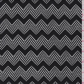 1 3/8 YD PC-Black Chevron Mesh Fabric