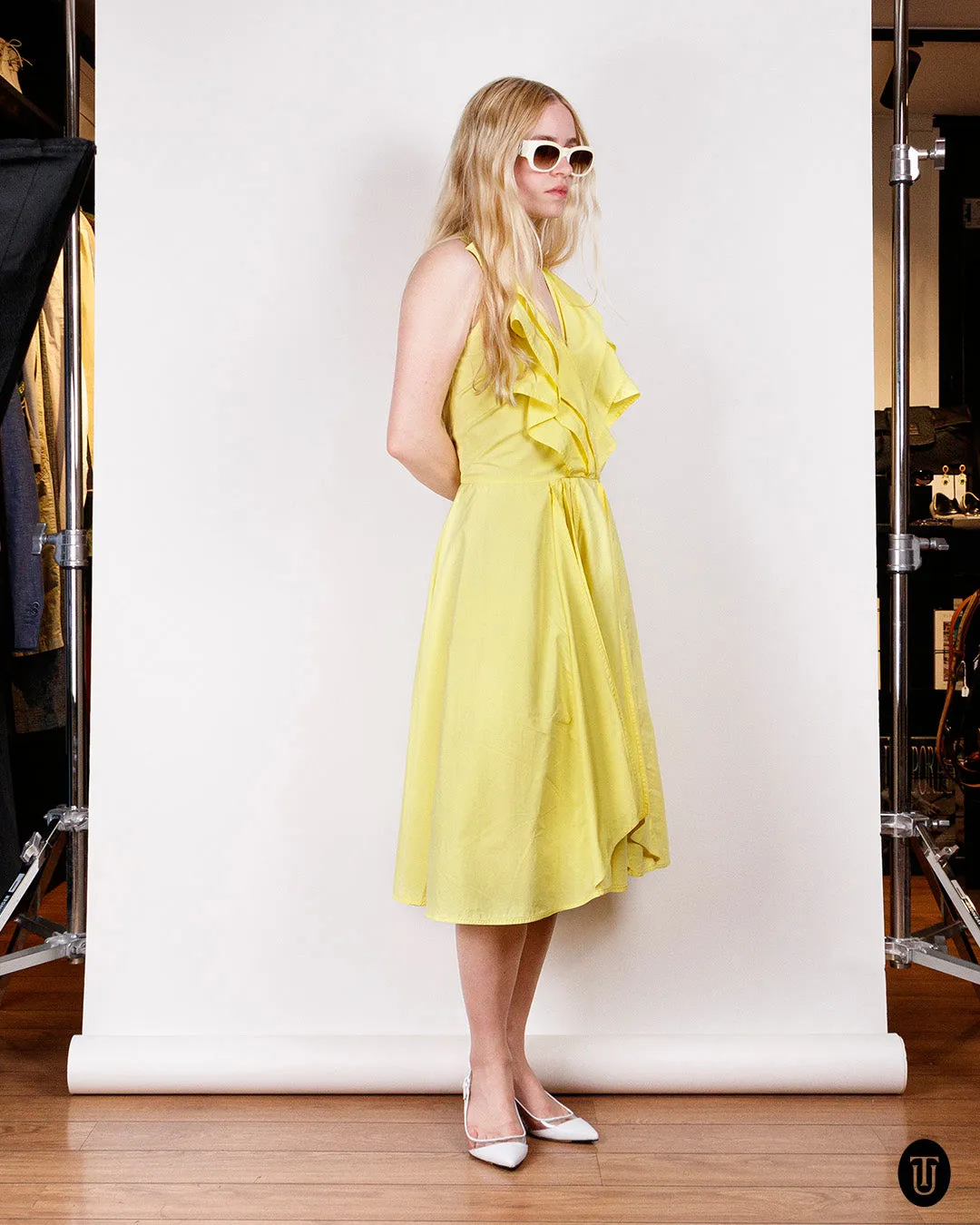 1980s Gianni Versace Yellow Cotton Dress S