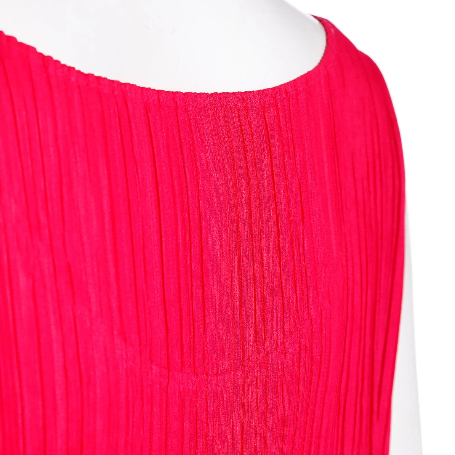 1990s Issey Miyake Vintage Raspberry Pink Red Pleats Please Dress
