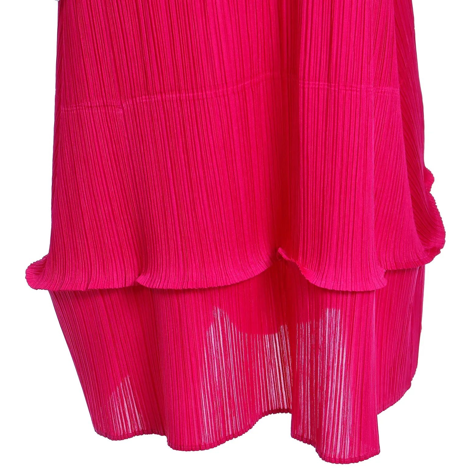 1990s Issey Miyake Vintage Raspberry Pink Red Pleats Please Dress