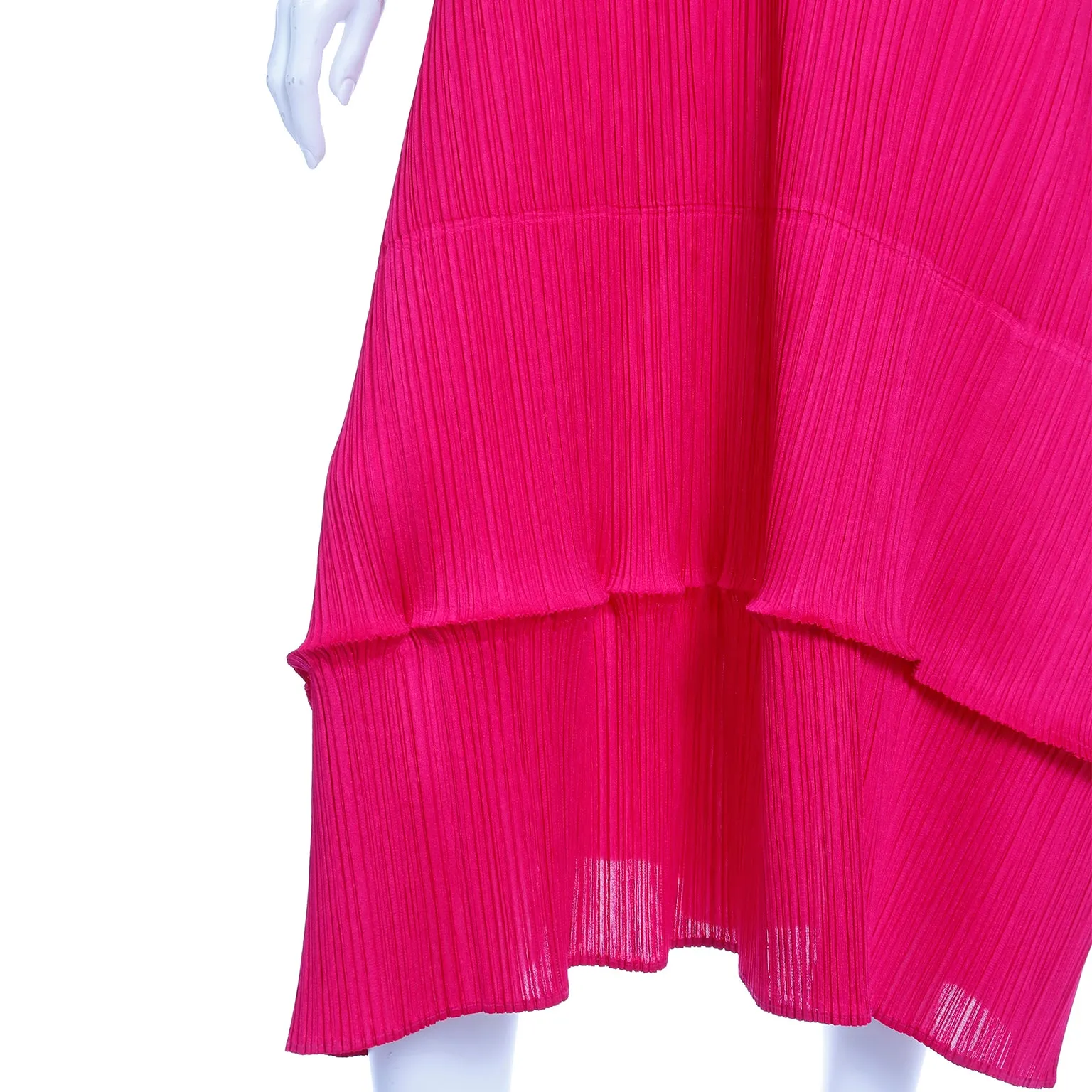 1990s Issey Miyake Vintage Raspberry Pink Red Pleats Please Dress