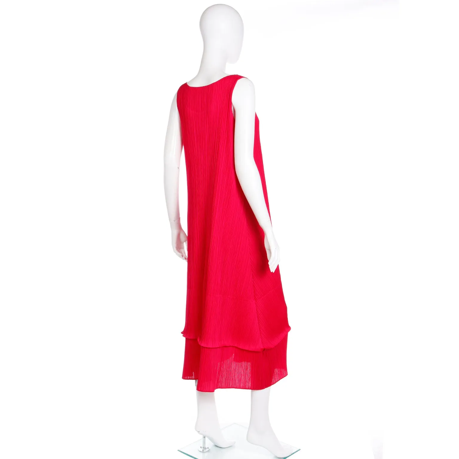 1990s Issey Miyake Vintage Raspberry Pink Red Pleats Please Dress