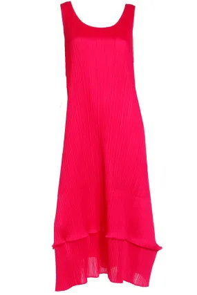 1990s Issey Miyake Vintage Raspberry Pink Red Pleats Please Dress