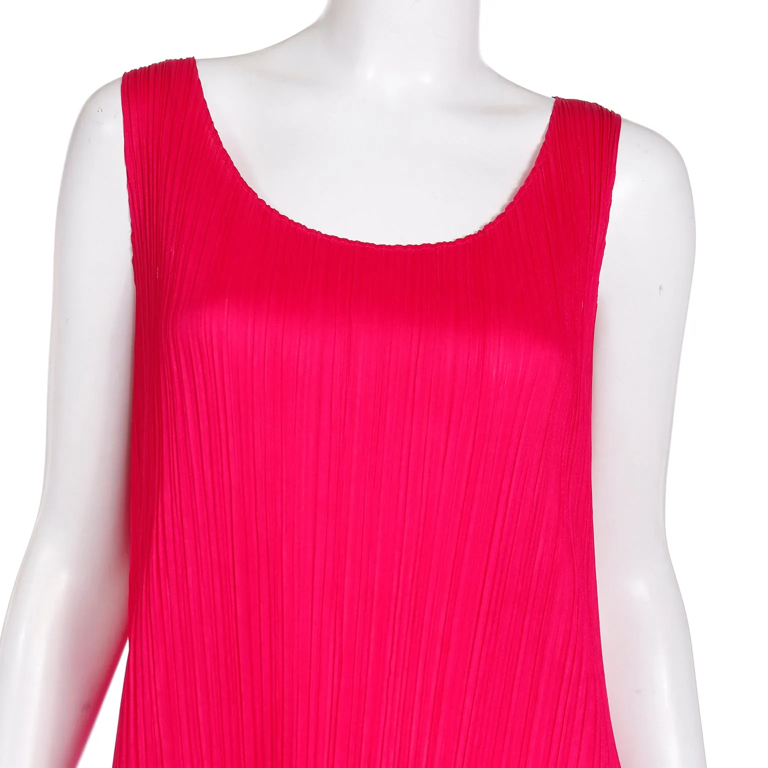 1990s Issey Miyake Vintage Raspberry Pink Red Pleats Please Dress