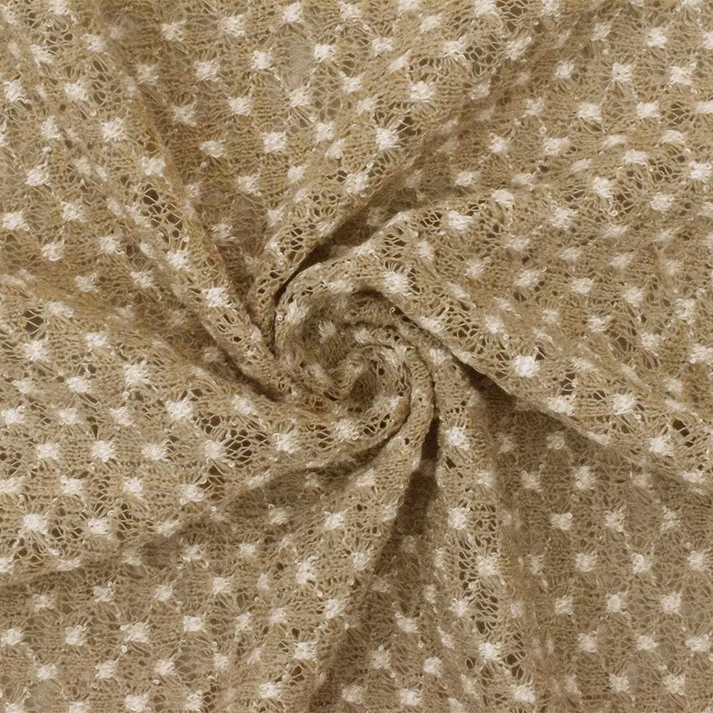 4 1/2 YD PC-Simple Khaki-White Texture Stretch Poly Sweater Knit Fabric