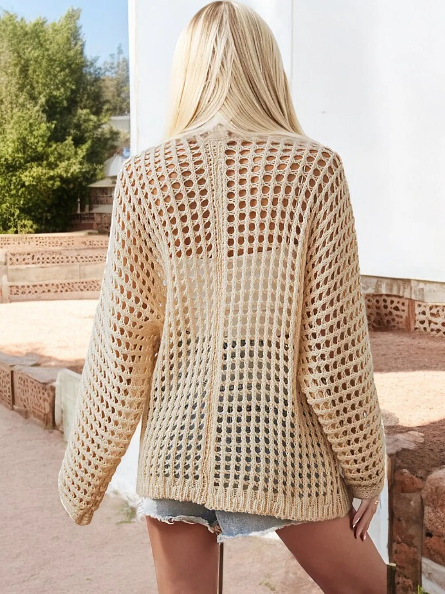 Anna-Kaci Women's Open Knit Cardigan with Long Sleeves and Relaxed Fit