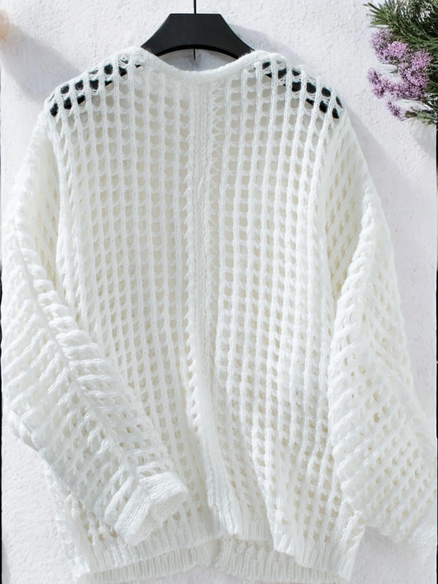 Anna-Kaci Women's Open Knit Cardigan with Long Sleeves and Relaxed Fit