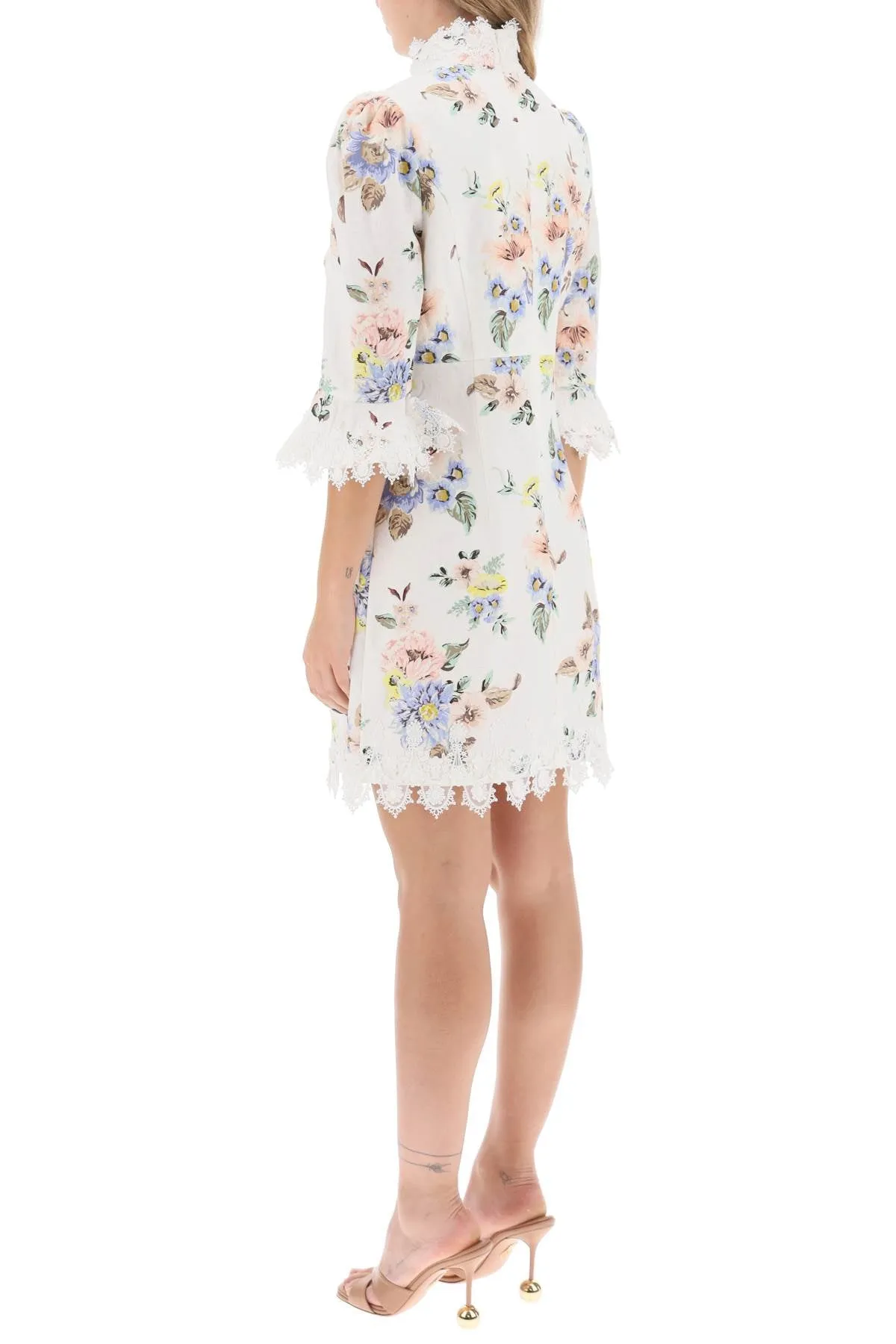 applique linen mini dress