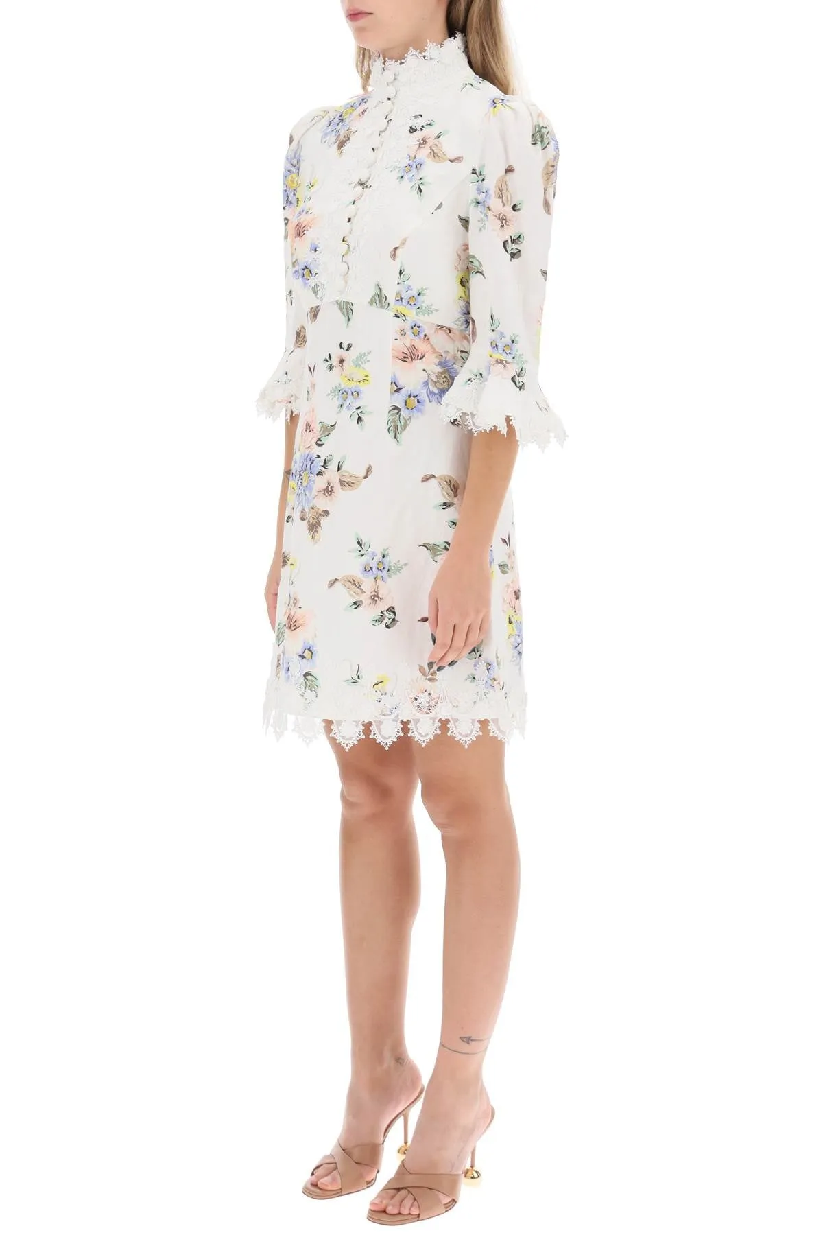 applique linen mini dress