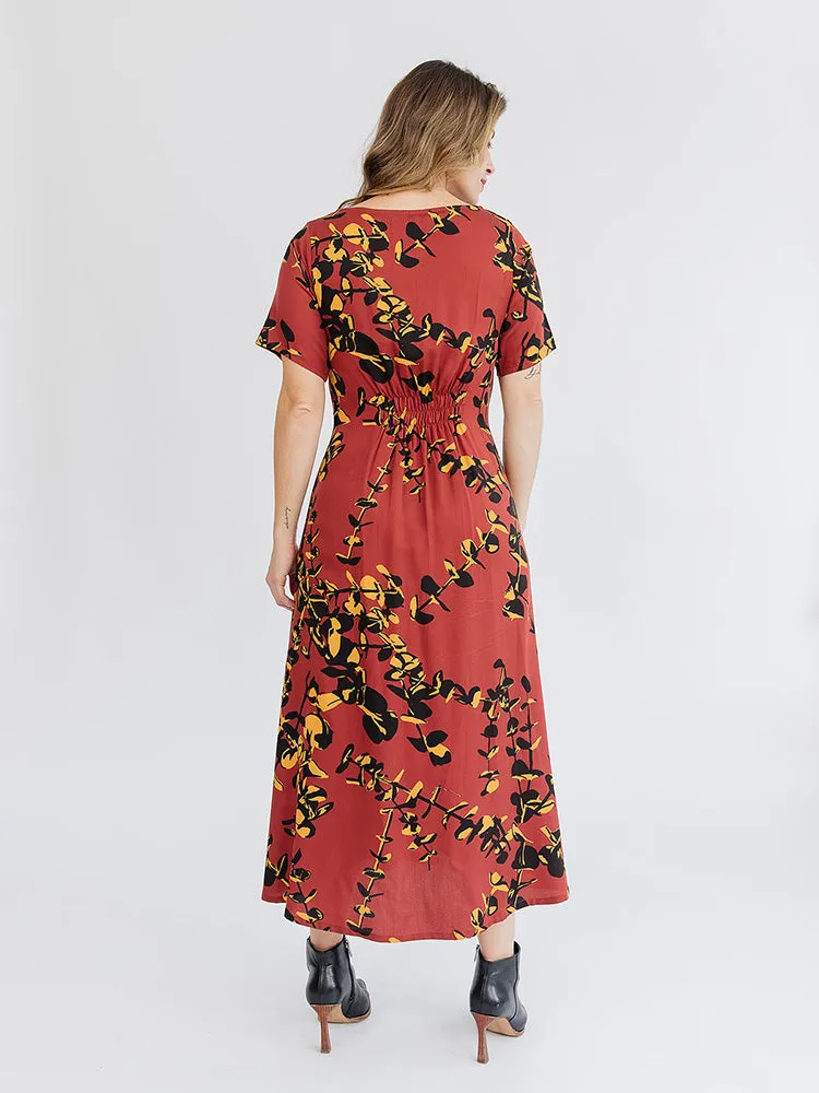 Artsy Traveler Midi Dress - Eucalyptus Spice