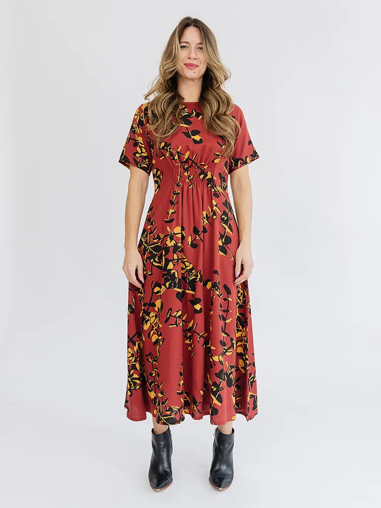 Artsy Traveler Midi Dress - Eucalyptus Spice