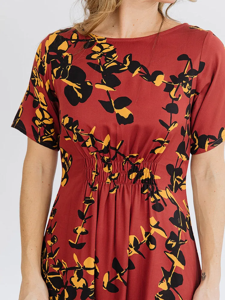 Artsy Traveler Midi Dress - Eucalyptus Spice