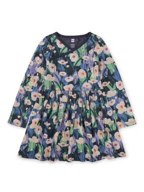 Baby Long Sleeve Wrap Neck Dress - Winter Poppies
