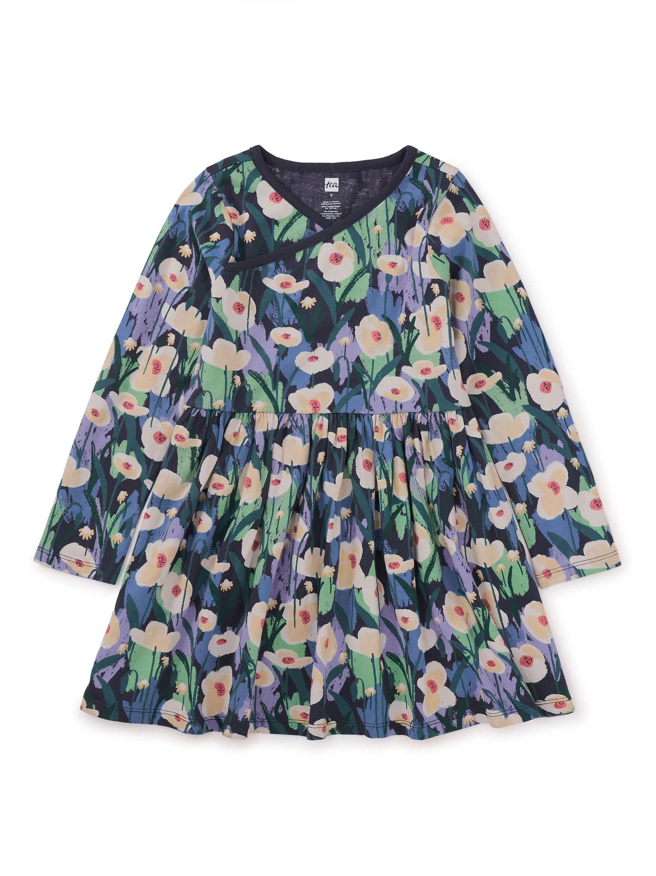 Baby Long Sleeve Wrap Neck Dress - Winter Poppies