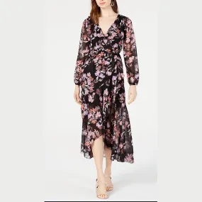 Bar III Floral-Print Wrap Dress, Medium