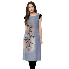 Beautiful Light Blue Colored Casual Printed Crepe Kurti