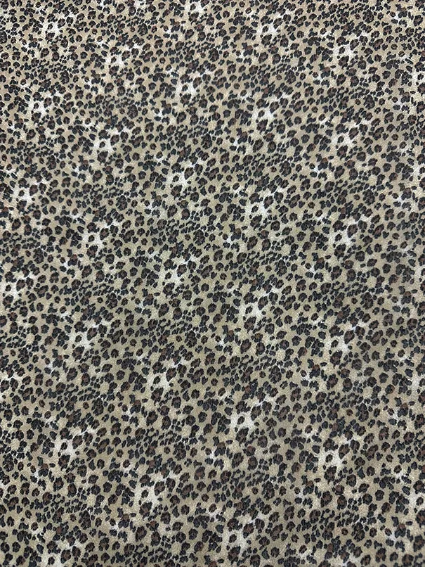 Beige Multi Mini Cheetah Animal Poly Georgette Fabric