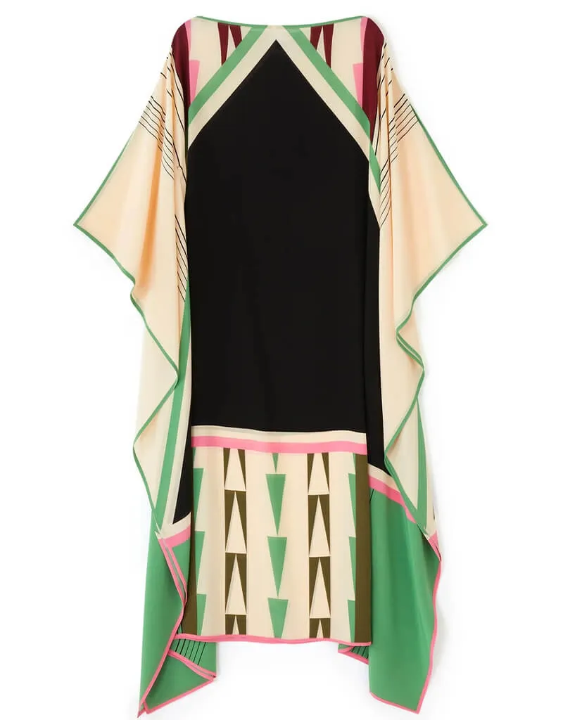 Black And Beige Latest Soft Silk Crepe Kaftan