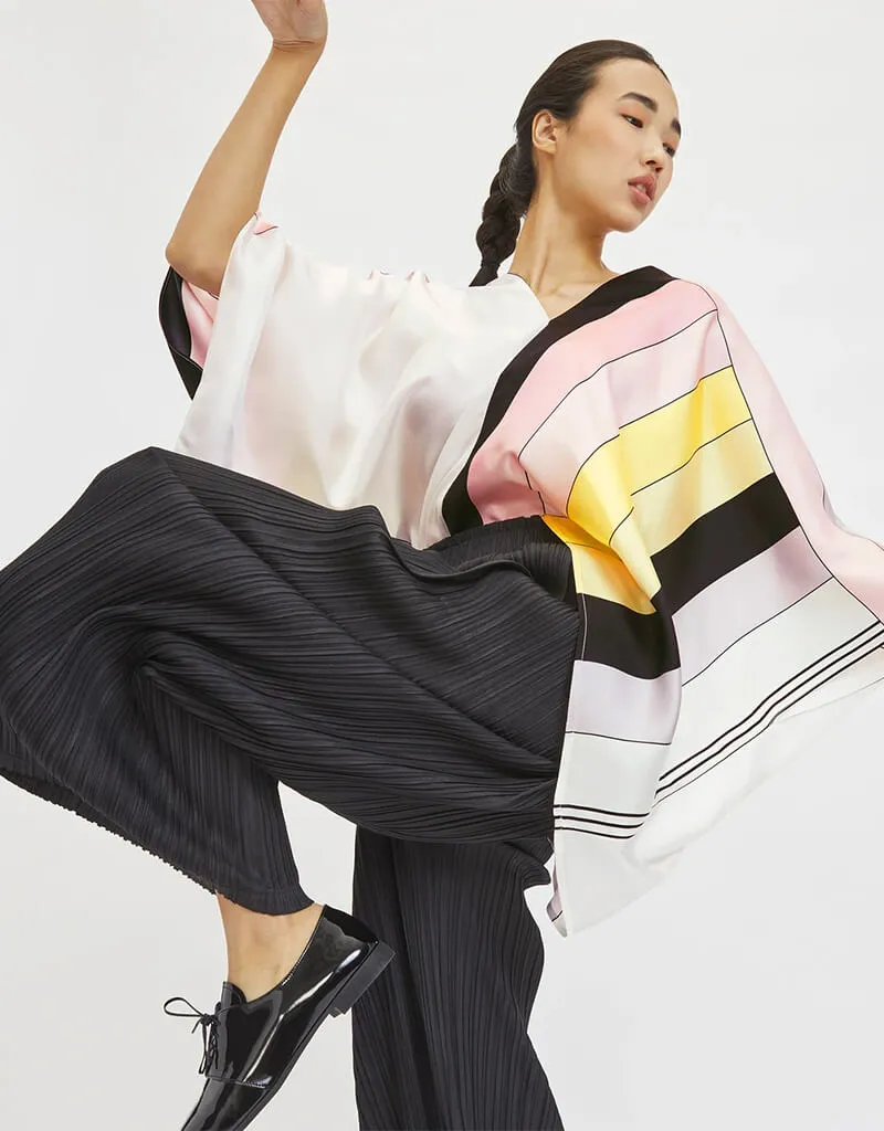 Black And White Fancy Soft Satin Silk Kaftan Co-Ord Set