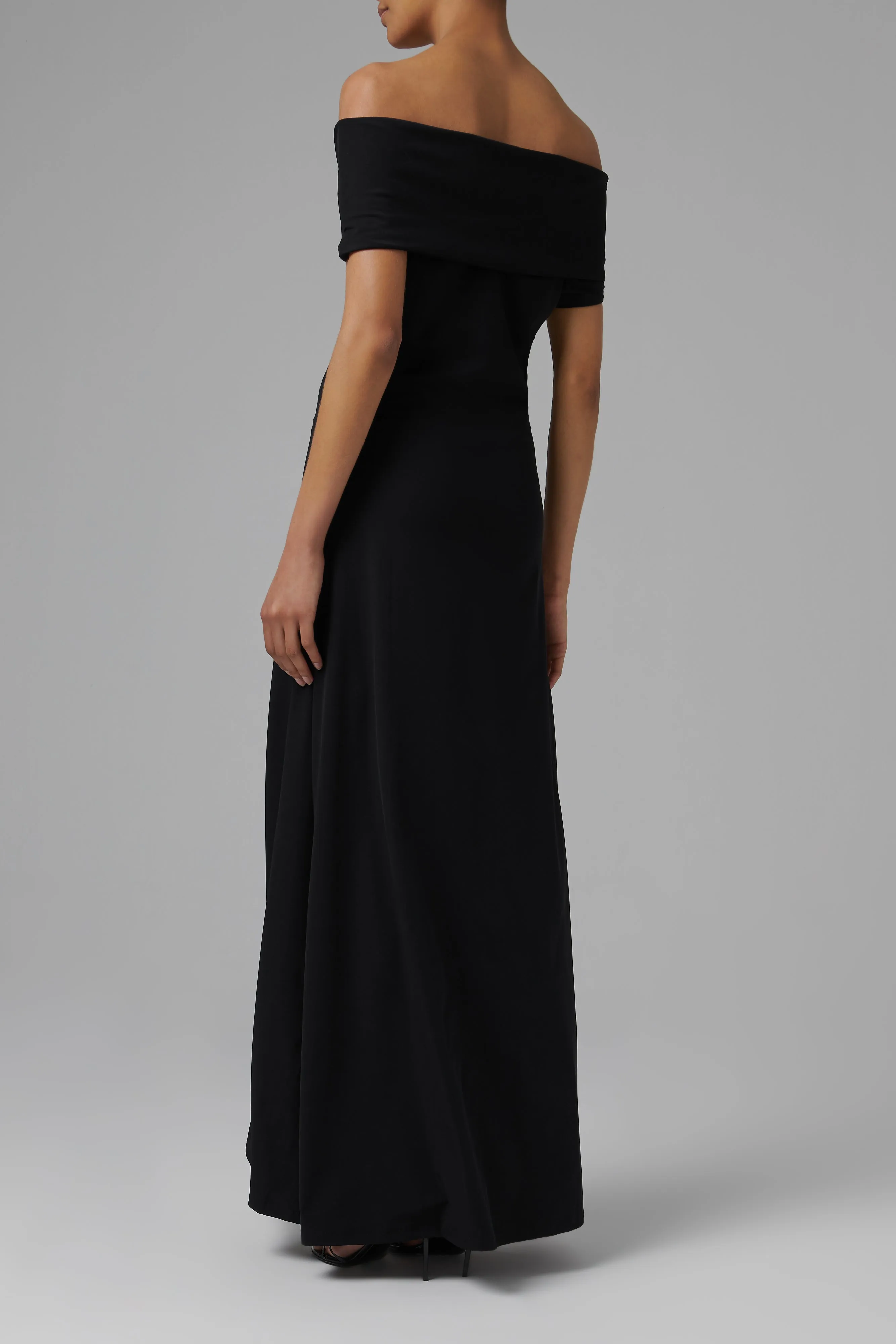 Black Asymmetrical Off Shoulder Maxi Dress