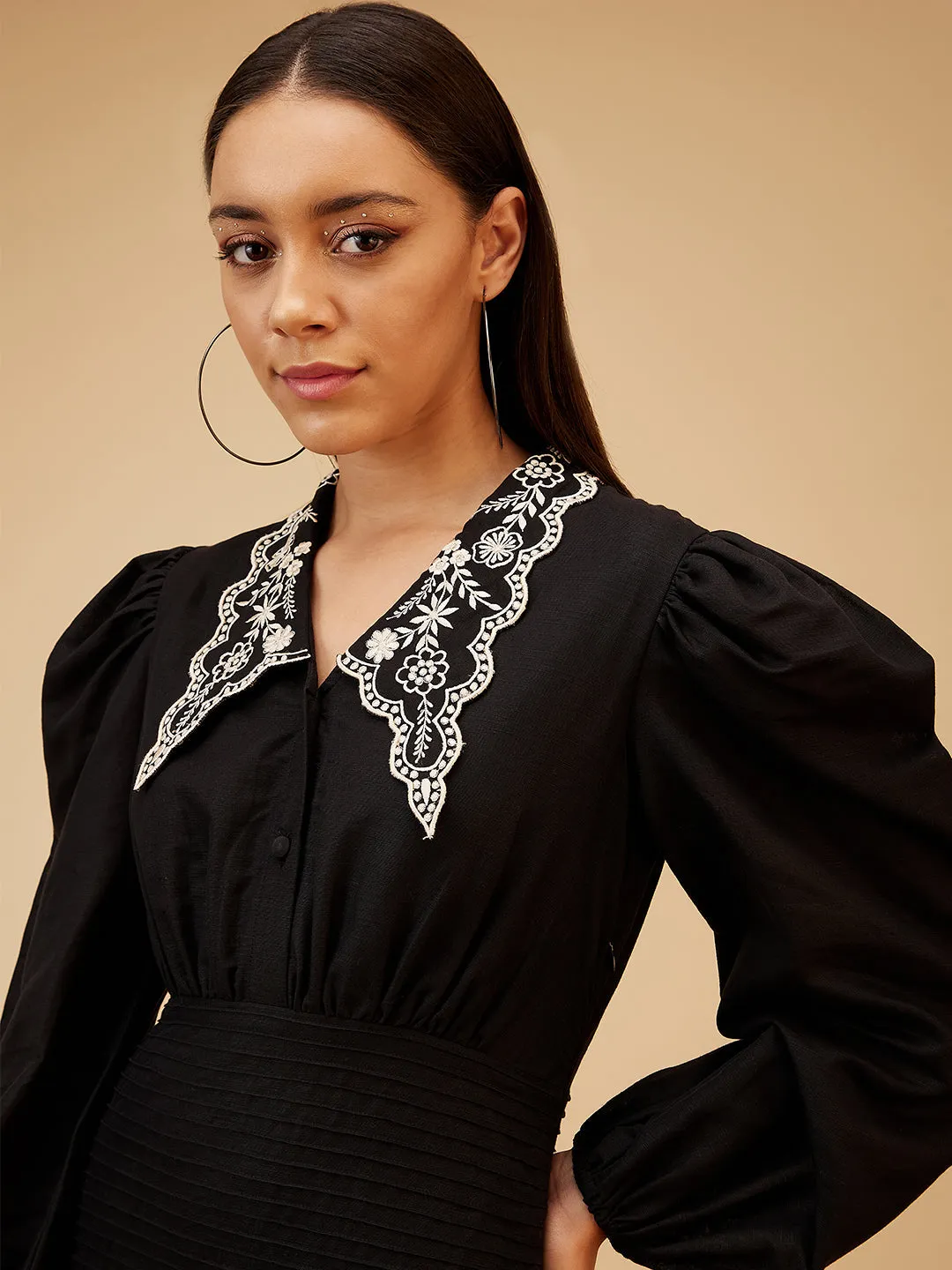 Black Linen Mini Dress