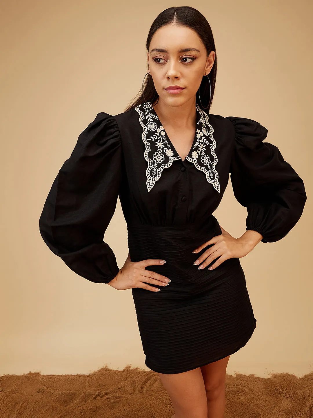 Black Linen Mini Dress