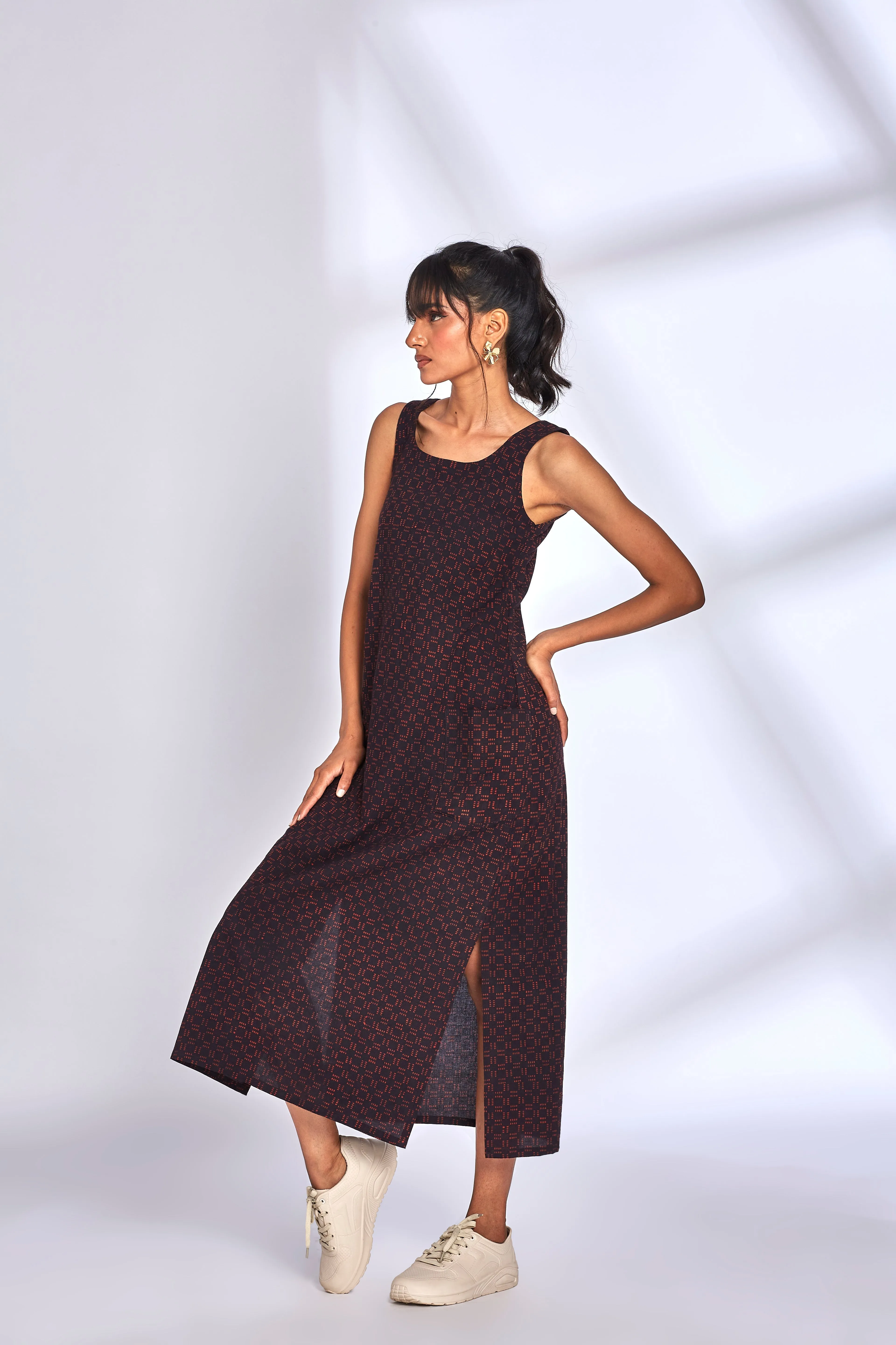 Black Midi Dress with side slit
