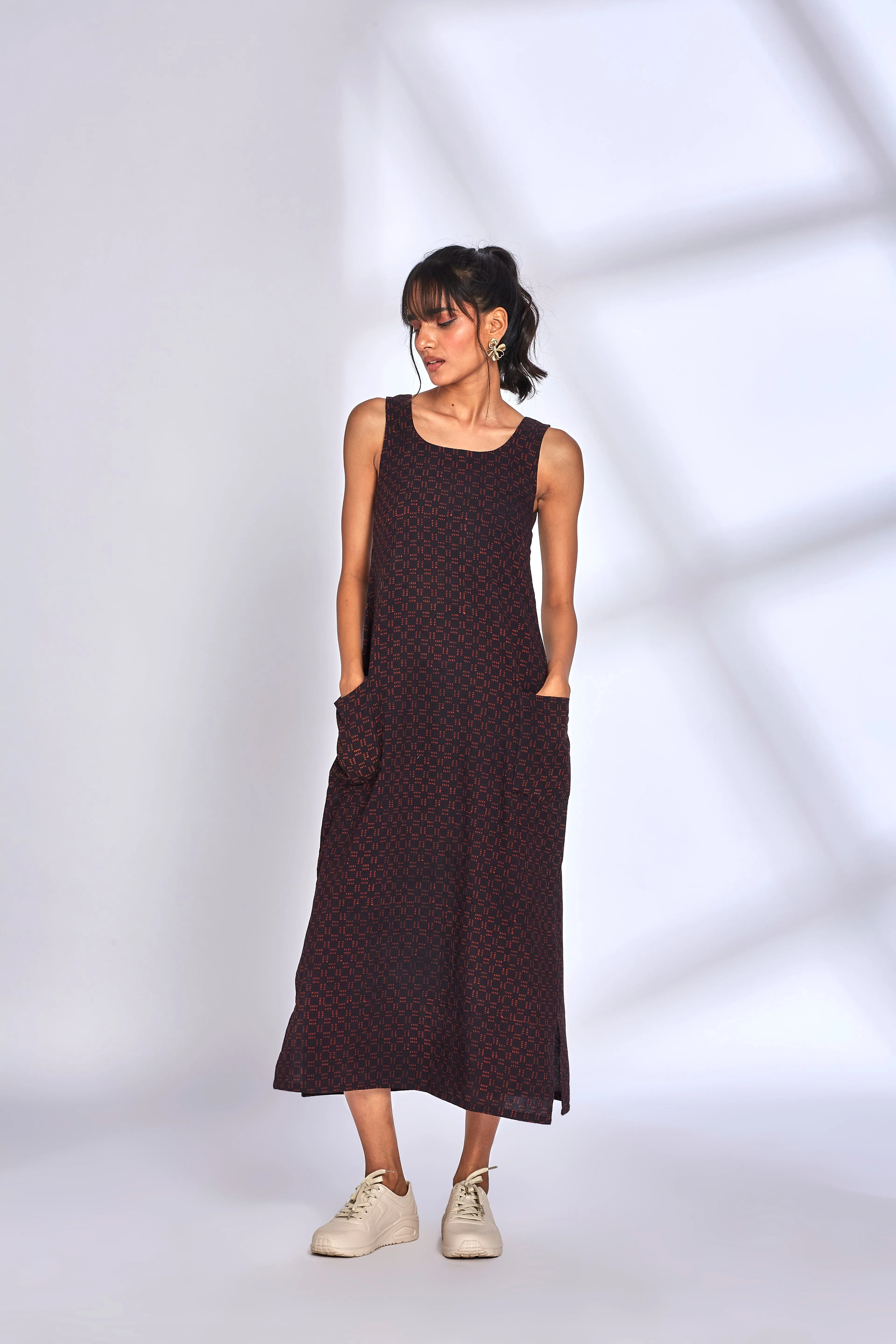 Black Midi Dress with side slit