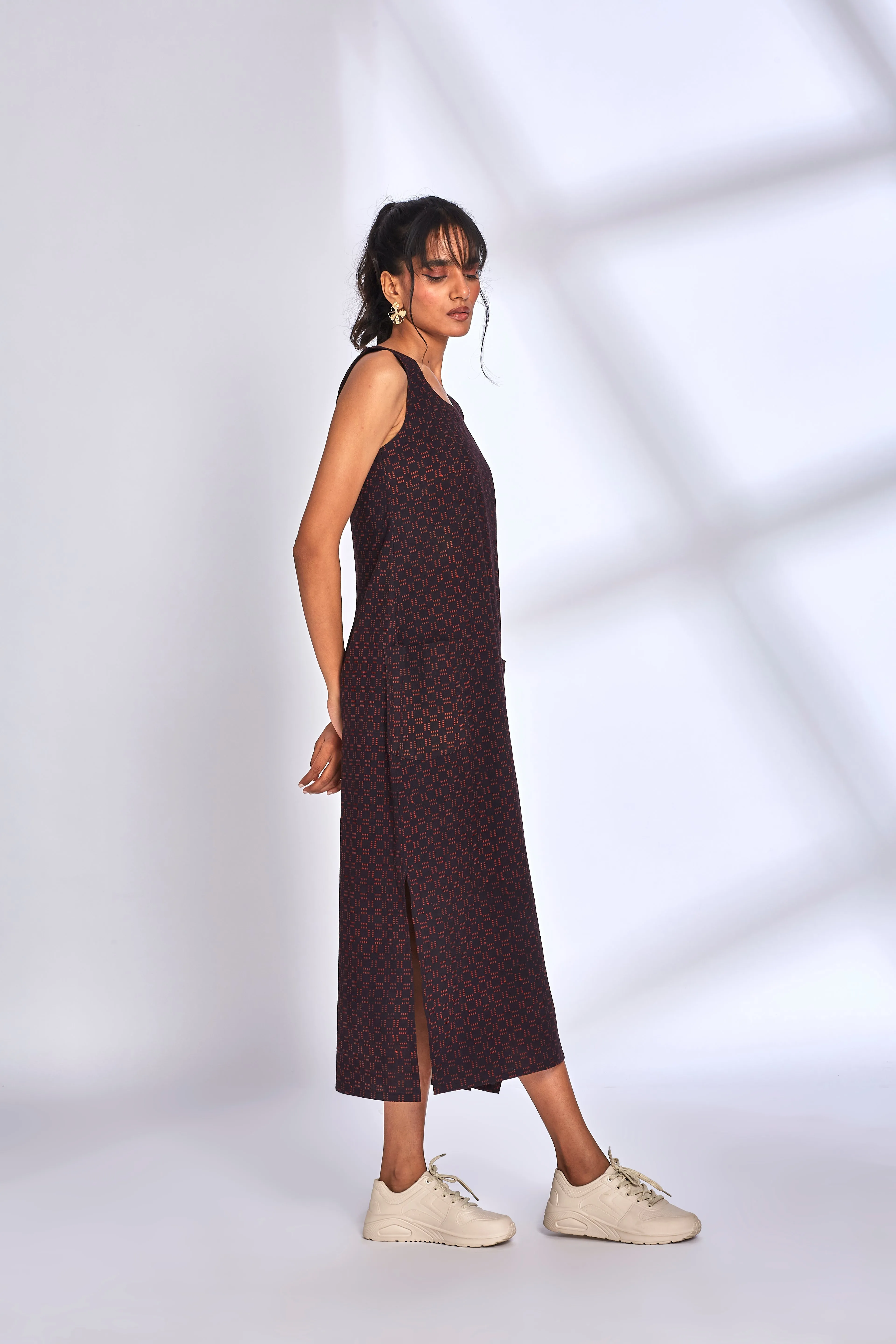 Black Midi Dress with side slit