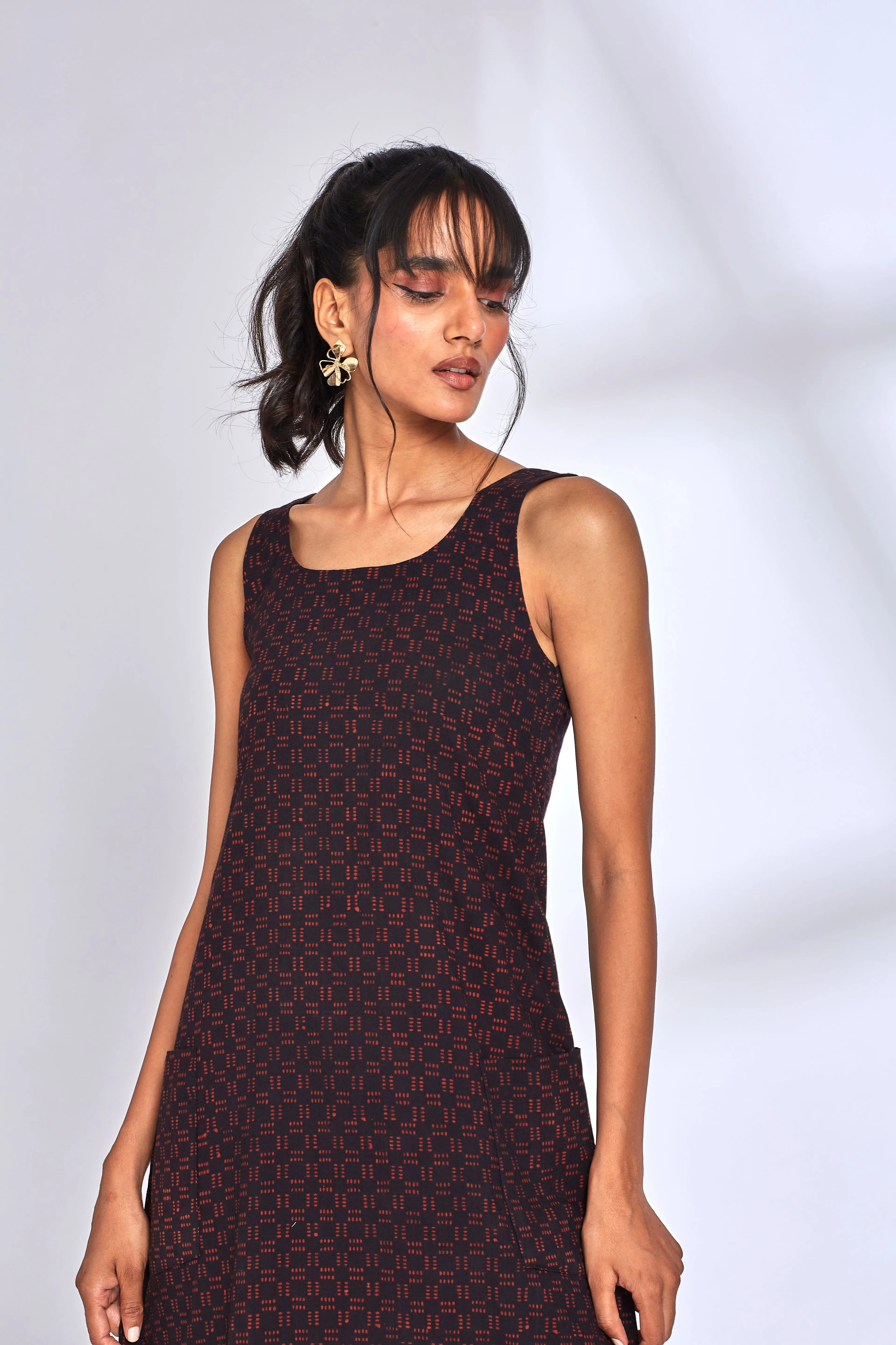 Black Midi Dress with side slit