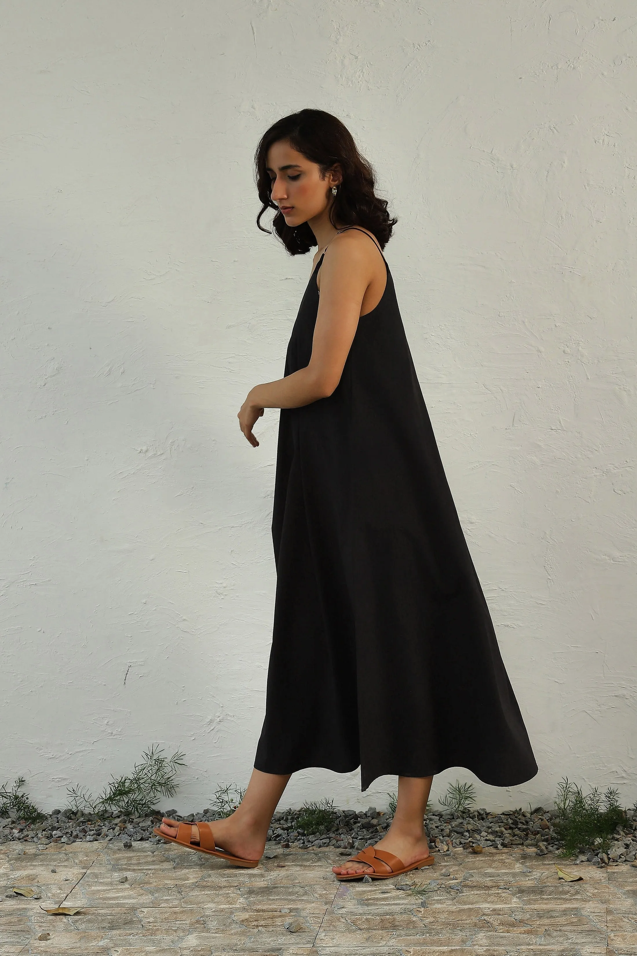 Black Sleeveless Cotton Maxi Dress
