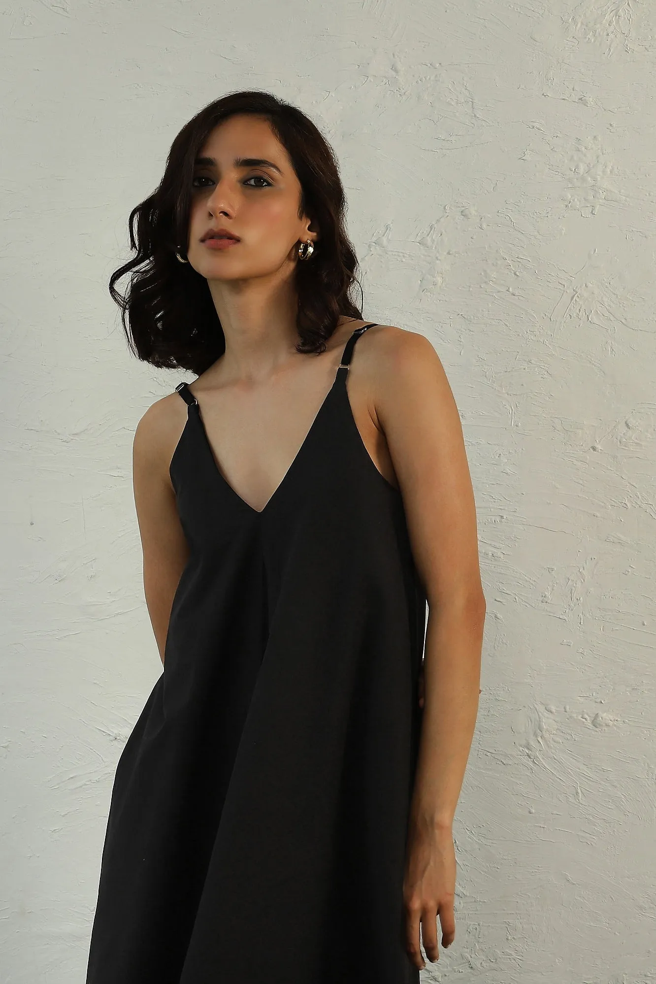 Black Sleeveless Cotton Maxi Dress