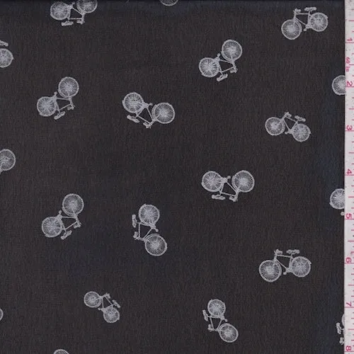 Black/Silver Bicycle Georgette Fabric