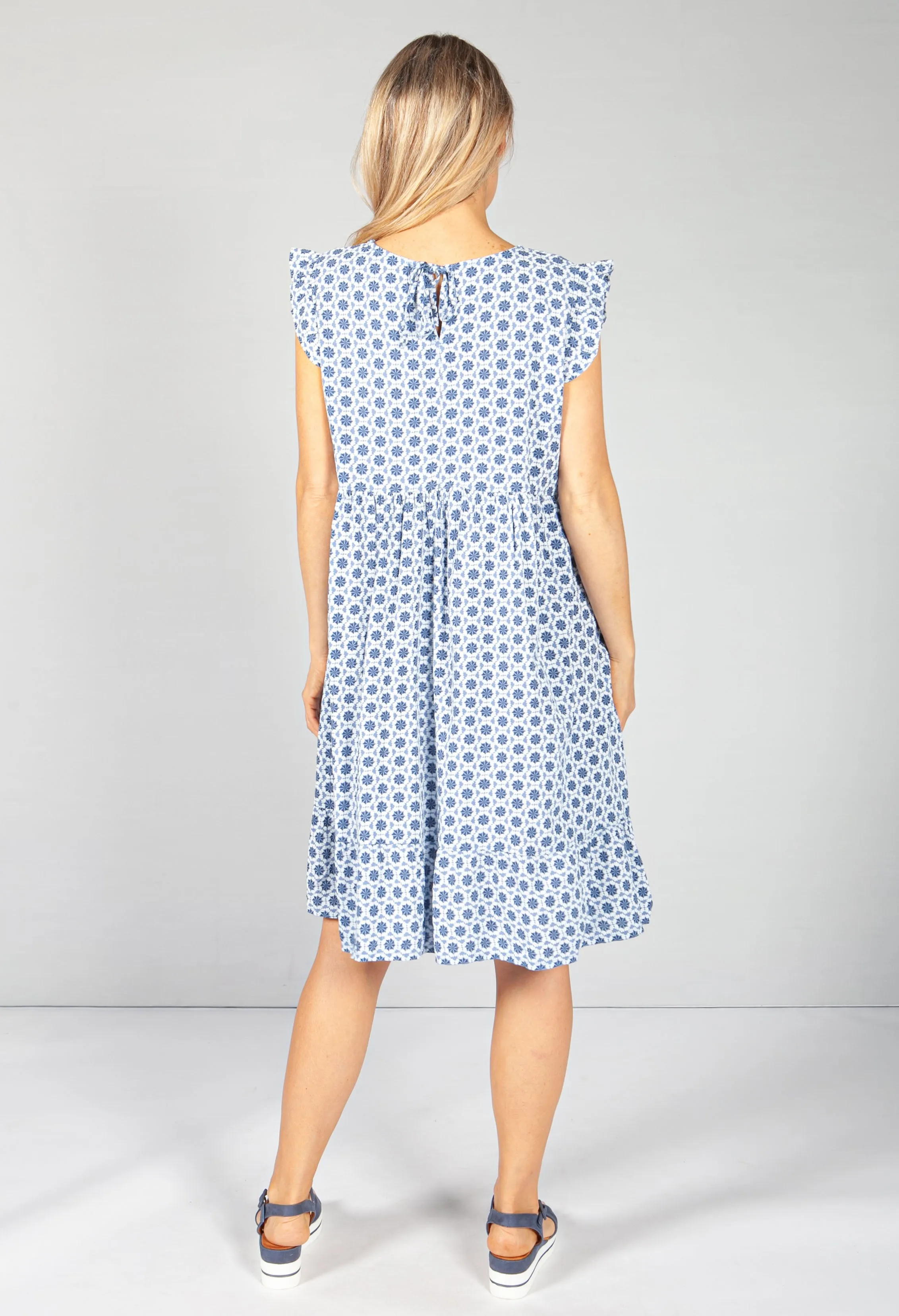 Blue 70's Print Smock Dress