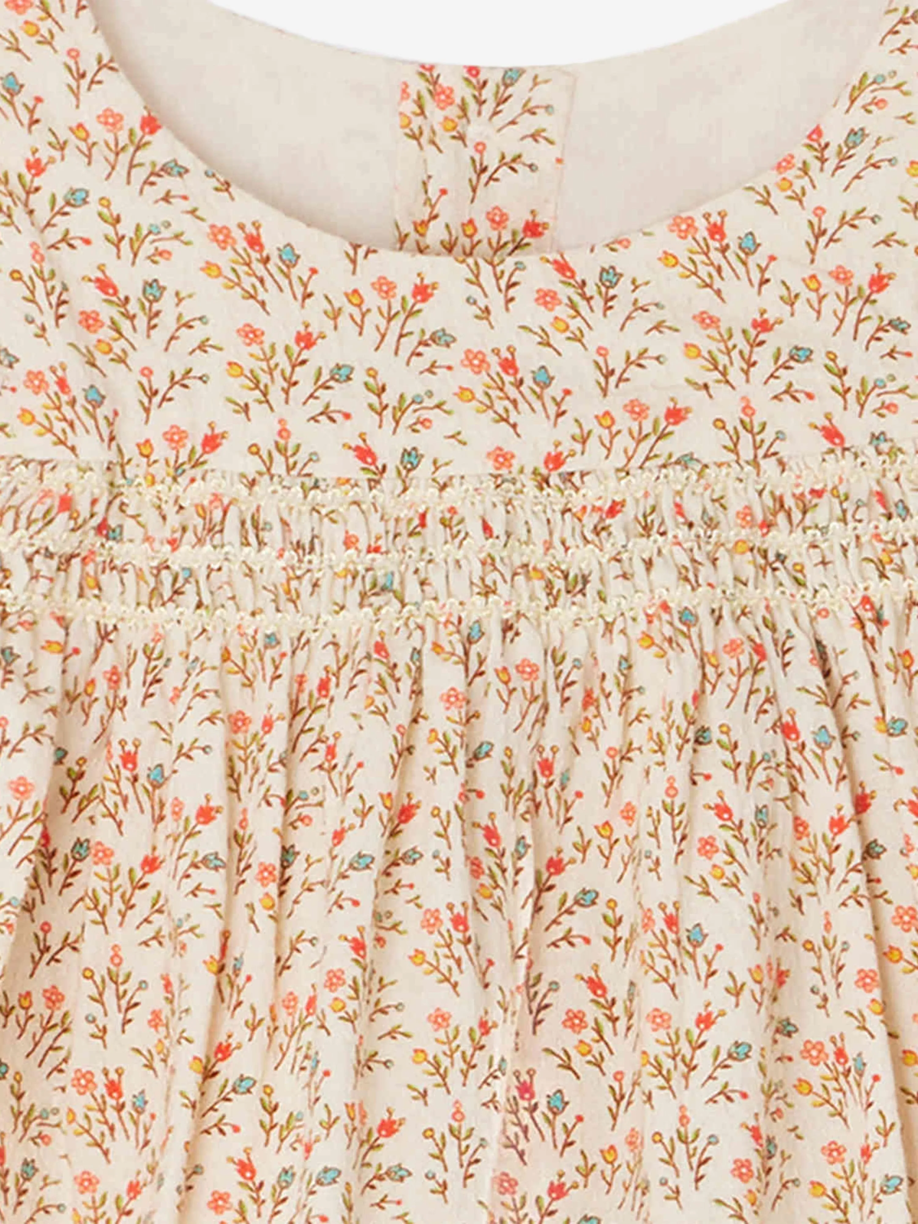 Bonpoint Baby Girls Bis Floral Dress in Beige