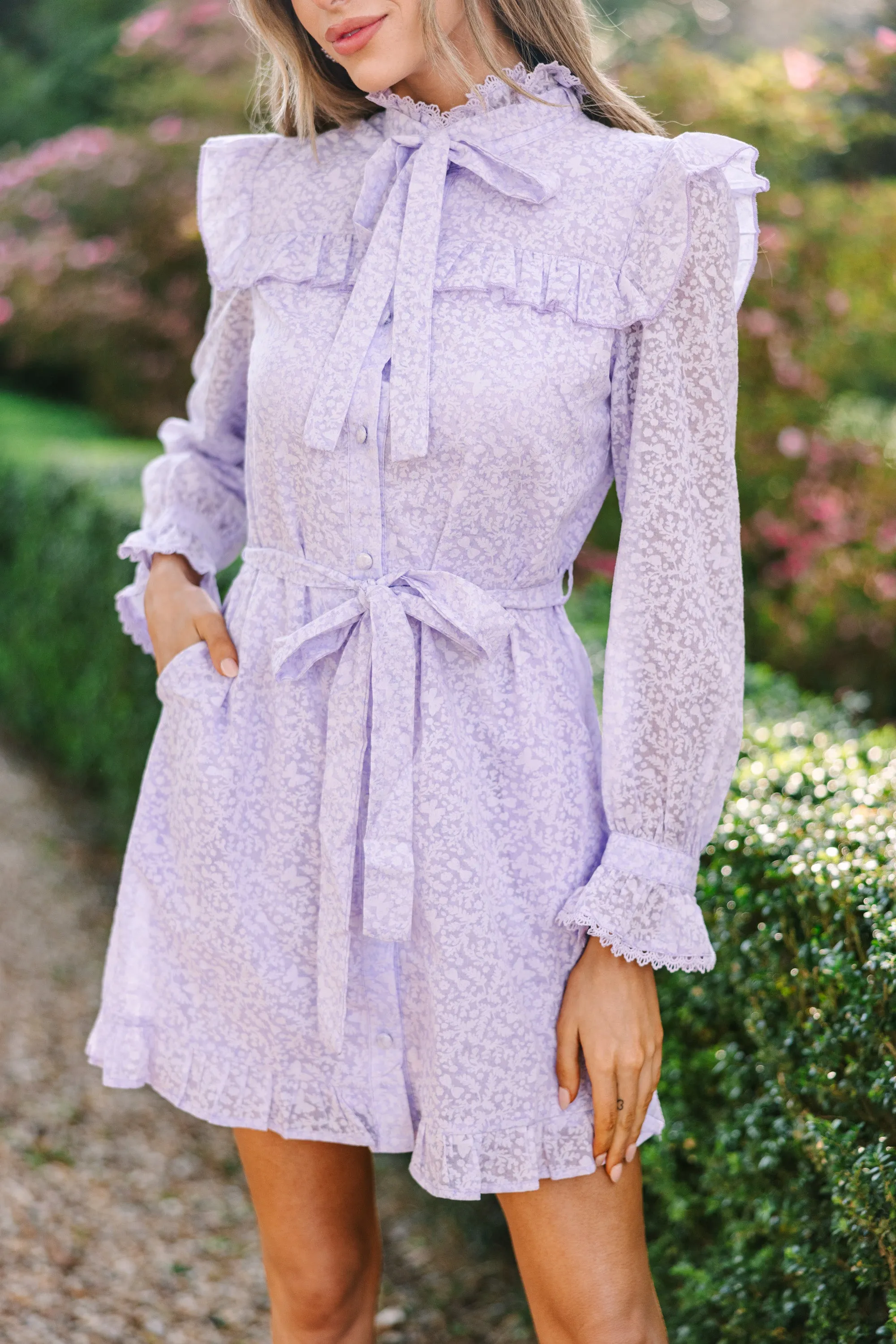 Break Of Dawn Lavender Purple Floral Lace Dress