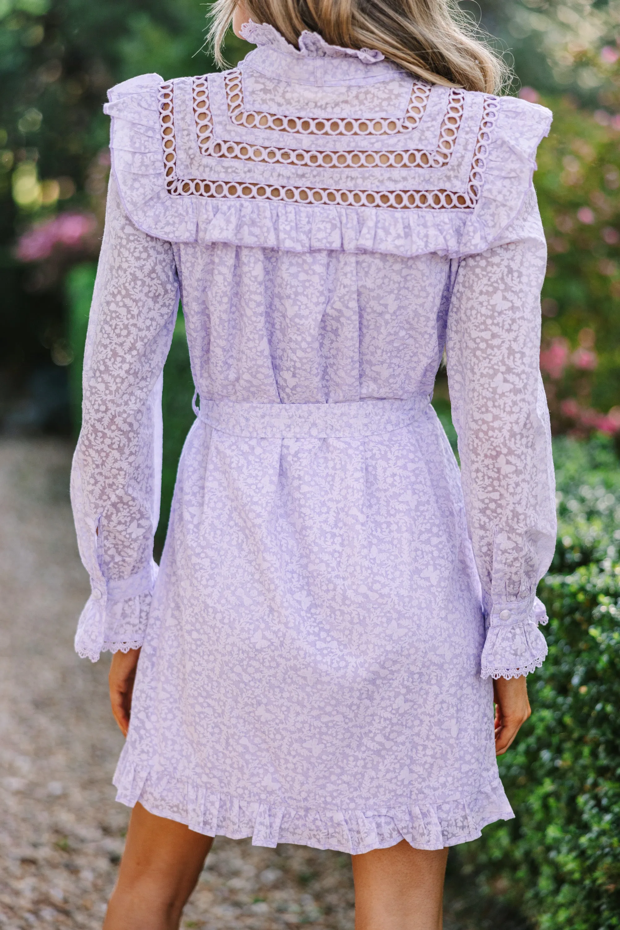 Break Of Dawn Lavender Purple Floral Lace Dress
