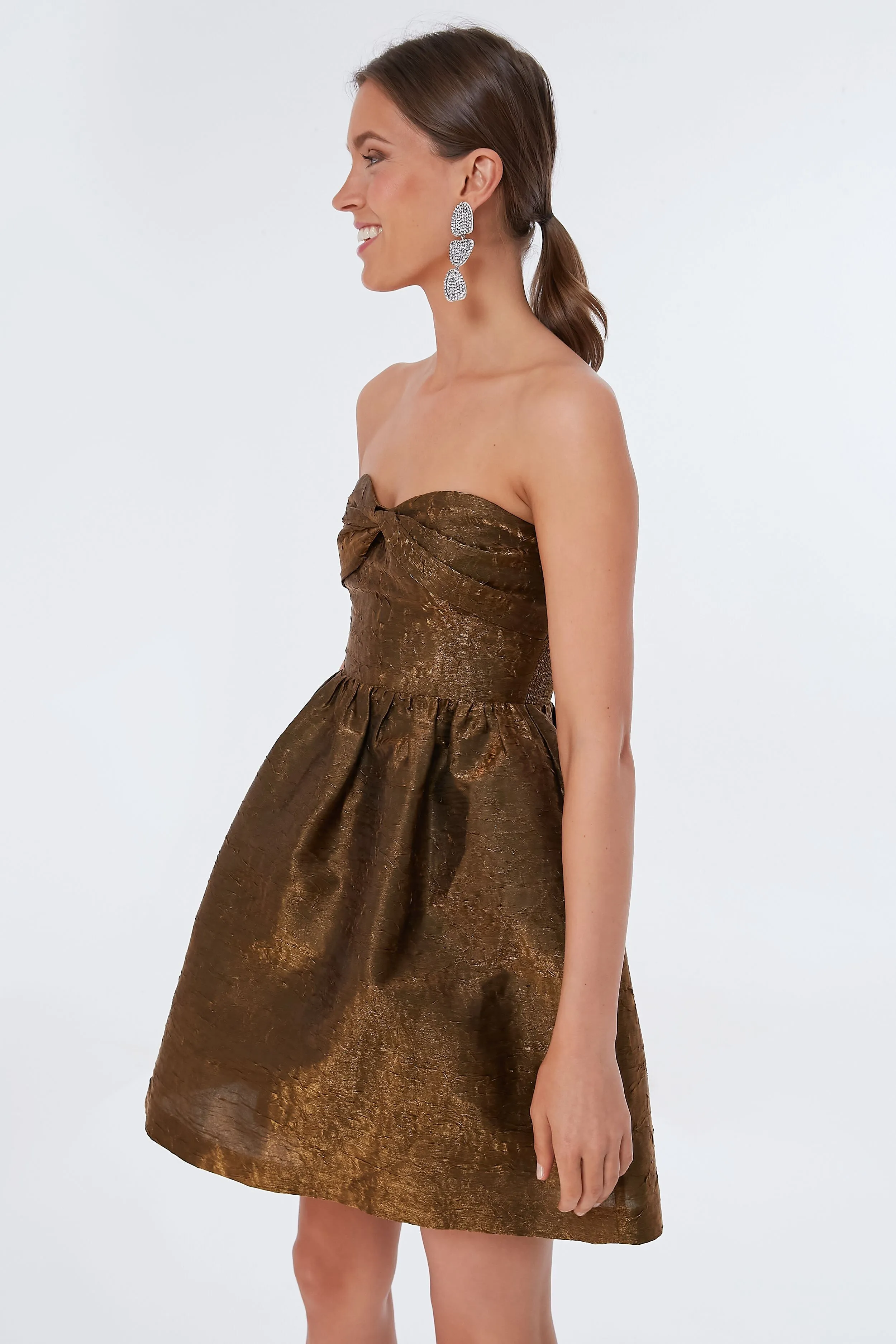 Bronze Jacquard Anastasia Mini Dress