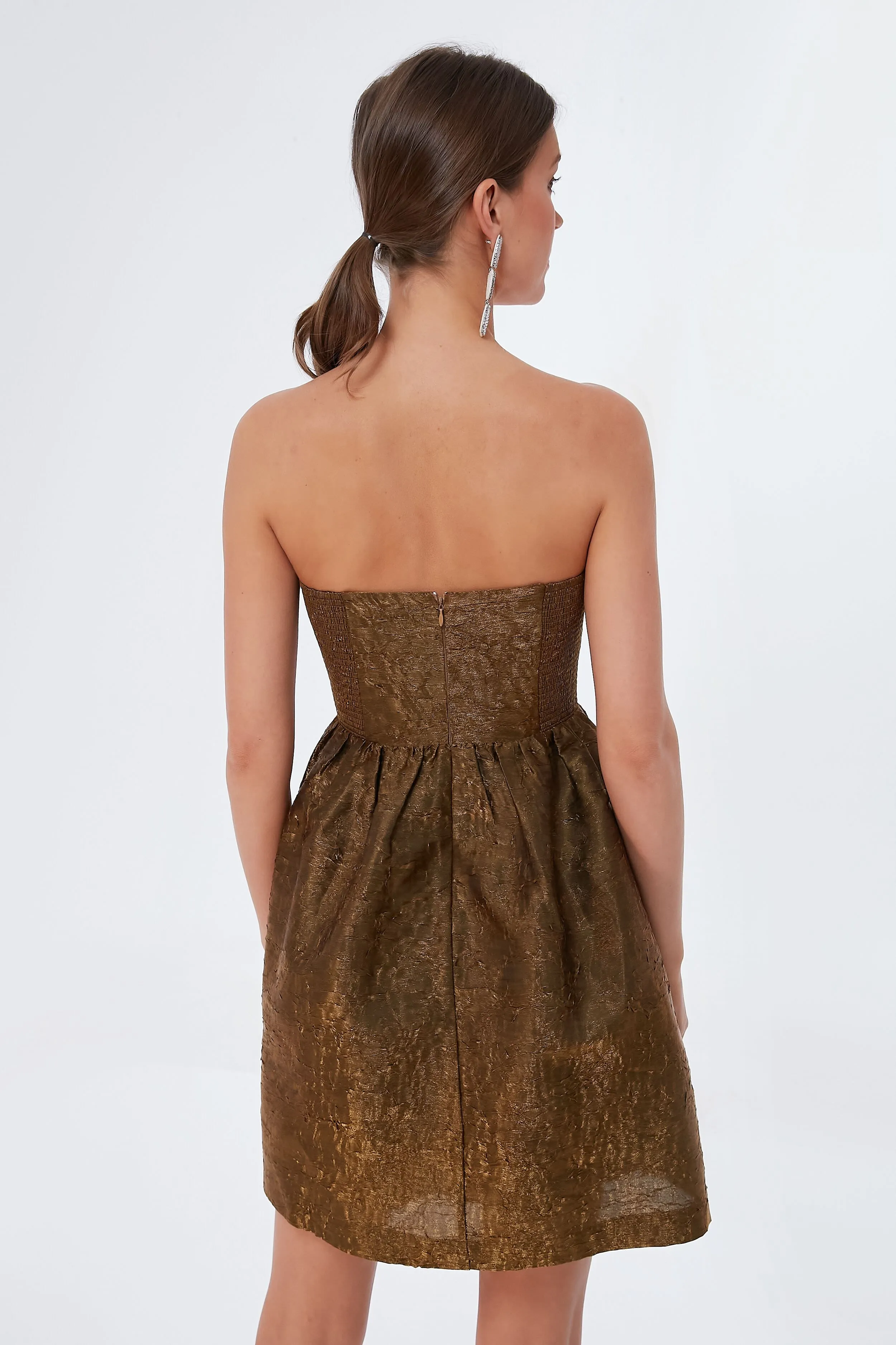 Bronze Jacquard Anastasia Mini Dress