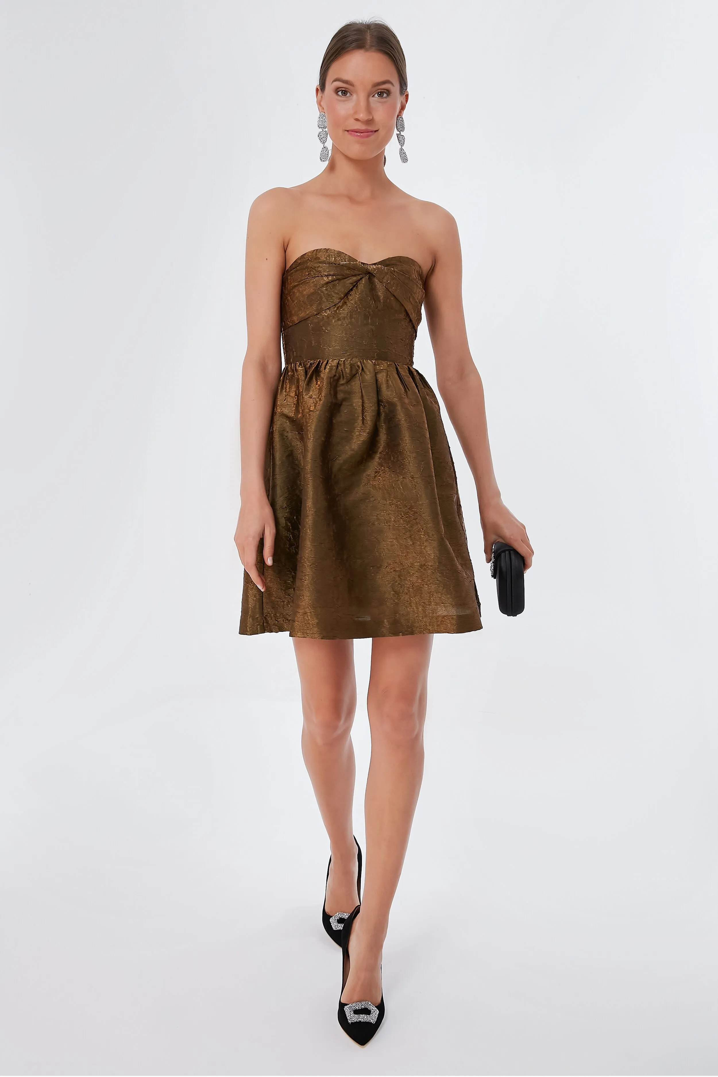 Bronze Jacquard Anastasia Mini Dress