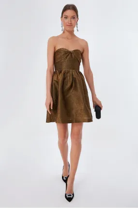 Bronze Jacquard Anastasia Mini Dress