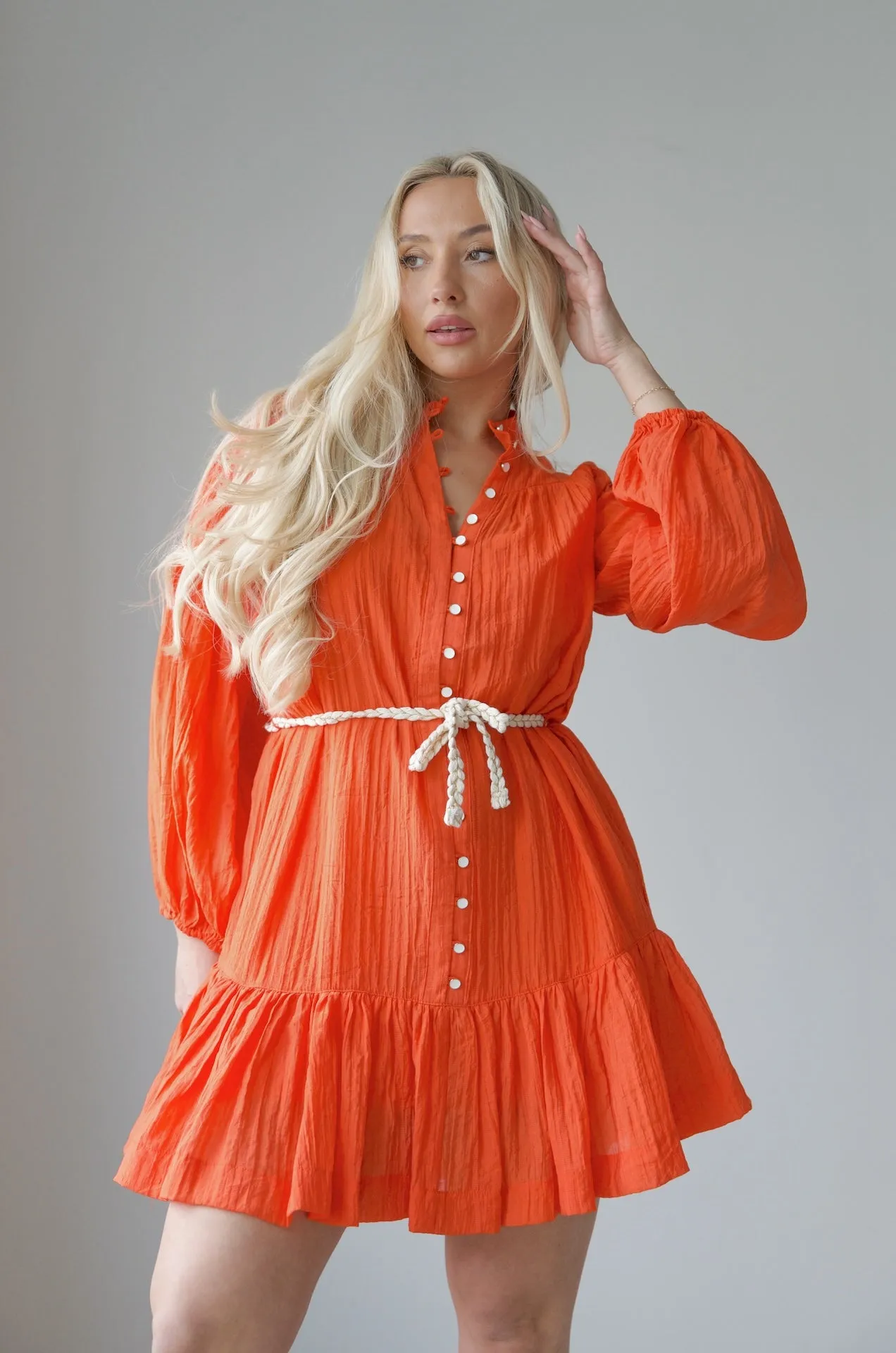 Callie Orange Short Dress