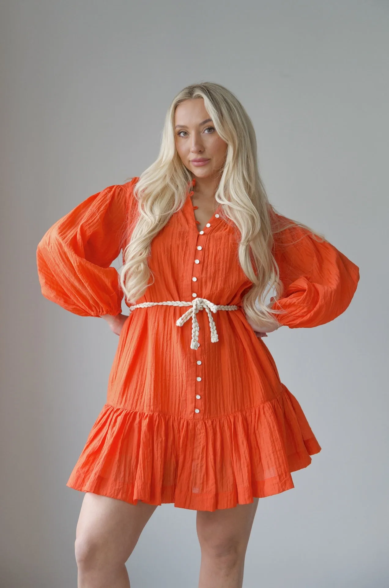 Callie Orange Short Dress