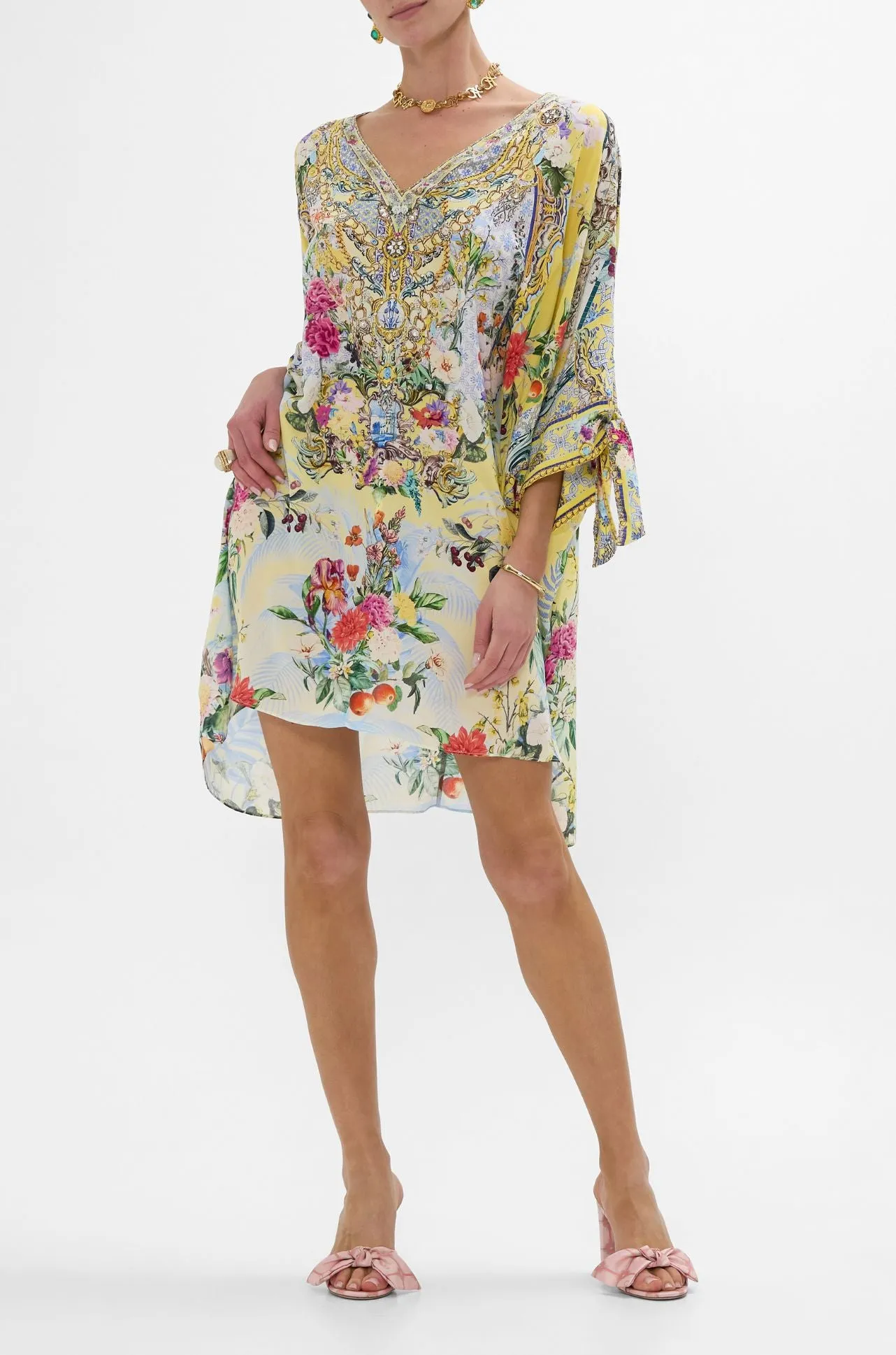 Camilla - Flor Fantastica Tie Sleeve Short V Neck Kaftan