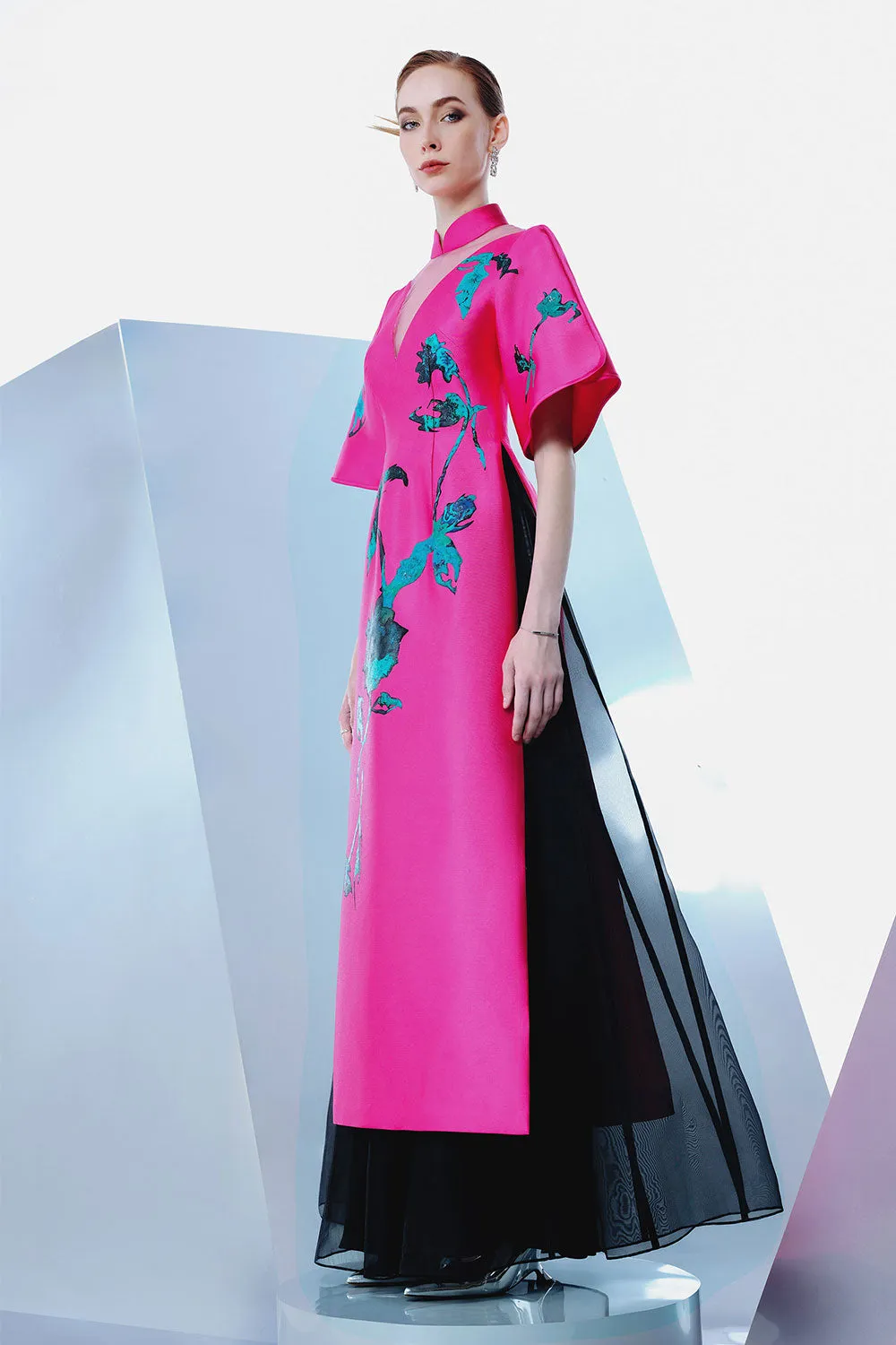 Celestial Vanguard A-line Bell Sleeved Zibeline Calf Length Ao Dai