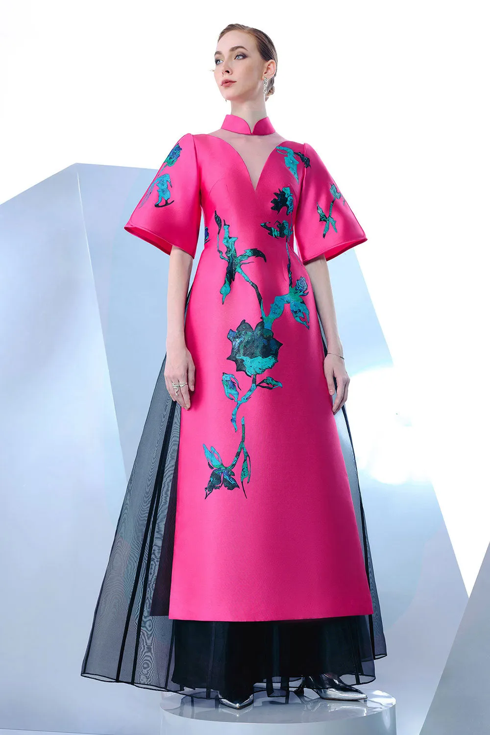 Celestial Vanguard A-line Bell Sleeved Zibeline Calf Length Ao Dai