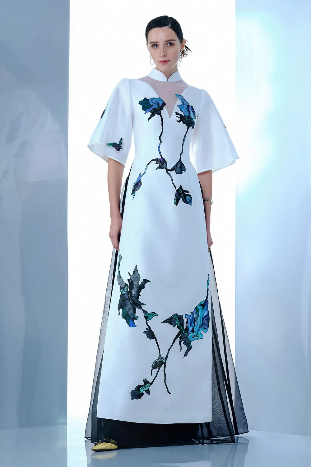 Celestial Vanguard A-line Bell Sleeved Zibeline Calf Length Ao Dai