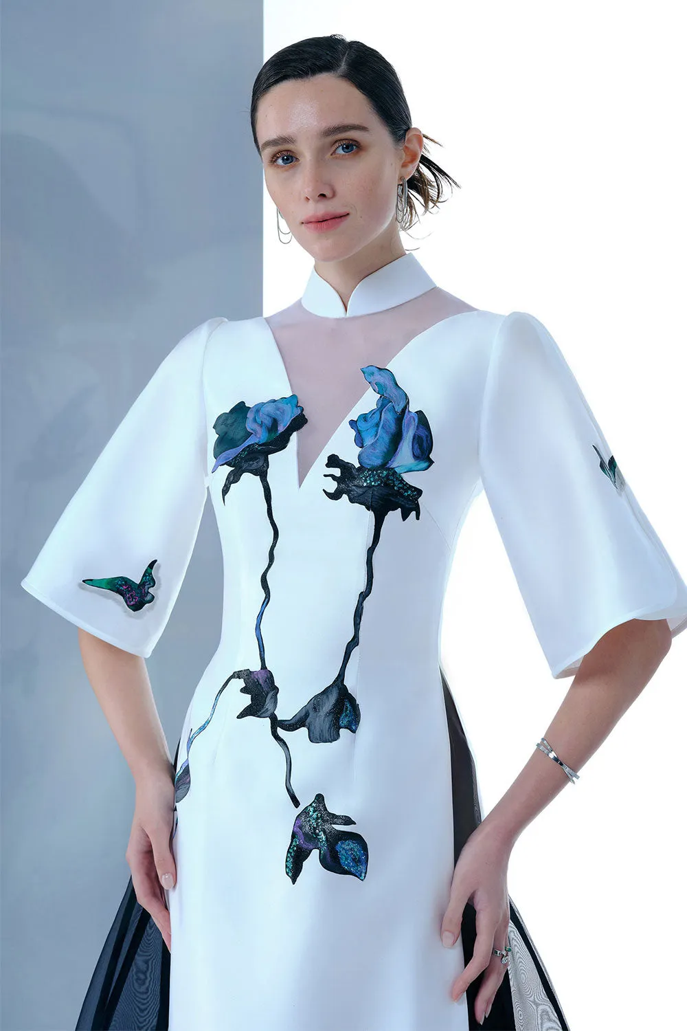 Celestial Vanguard A-line Bell Sleeved Zibeline Calf Length Ao Dai