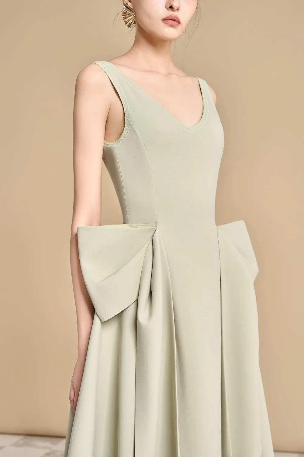 Chandler Asymmetric V-Neck Polyester Ankle Length Dress